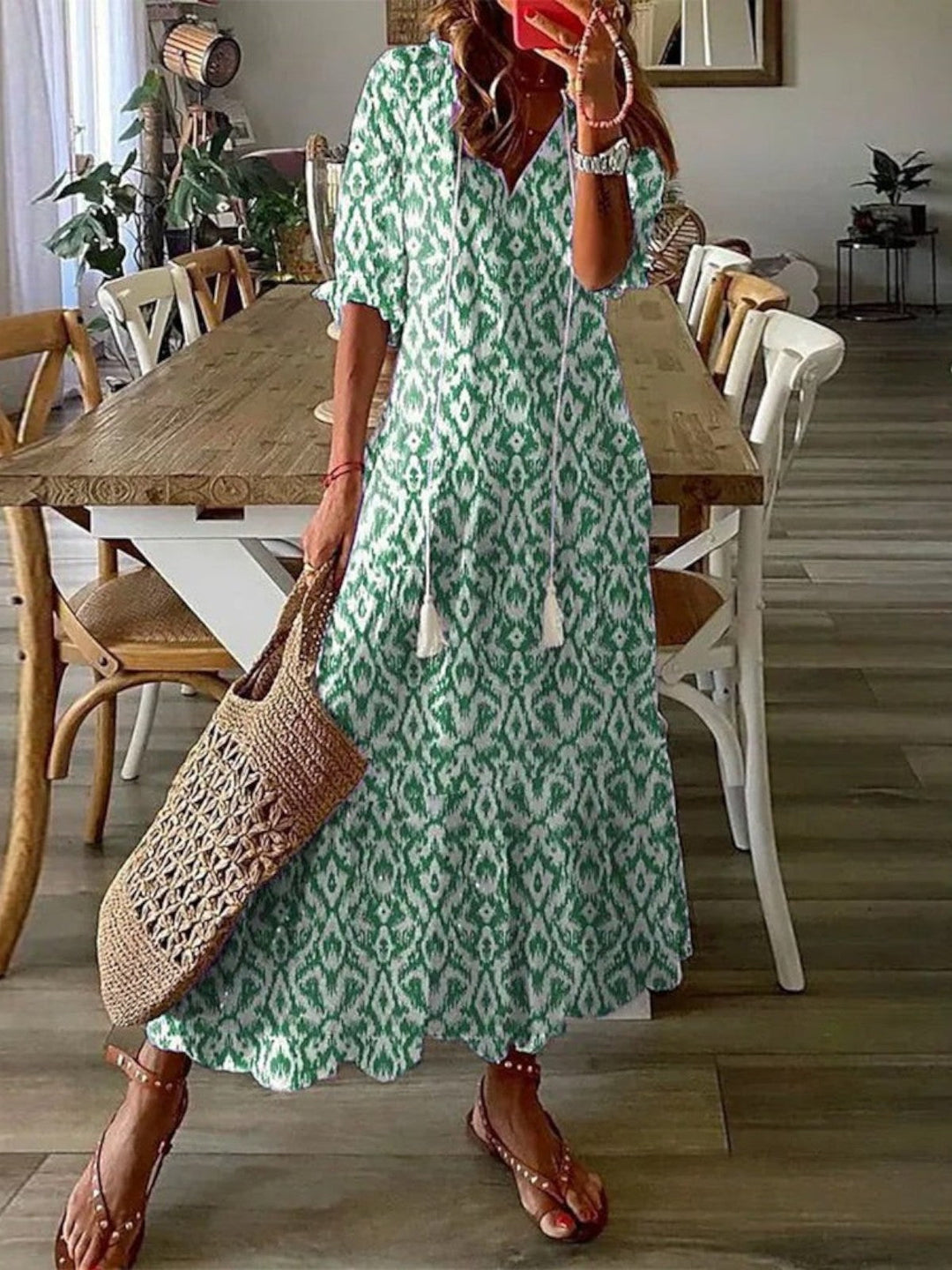 Liana Boho Strandkleid mit V-Ausschnitt foto 2