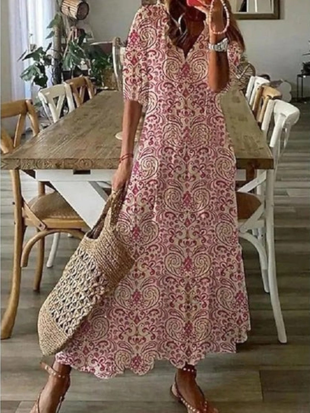 Liana Boho Strandkleid mit V-Ausschnitt foto 4