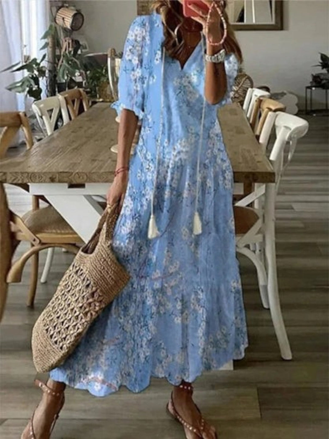 Liana Boho Strandkleid mit V-Ausschnitt foto 5