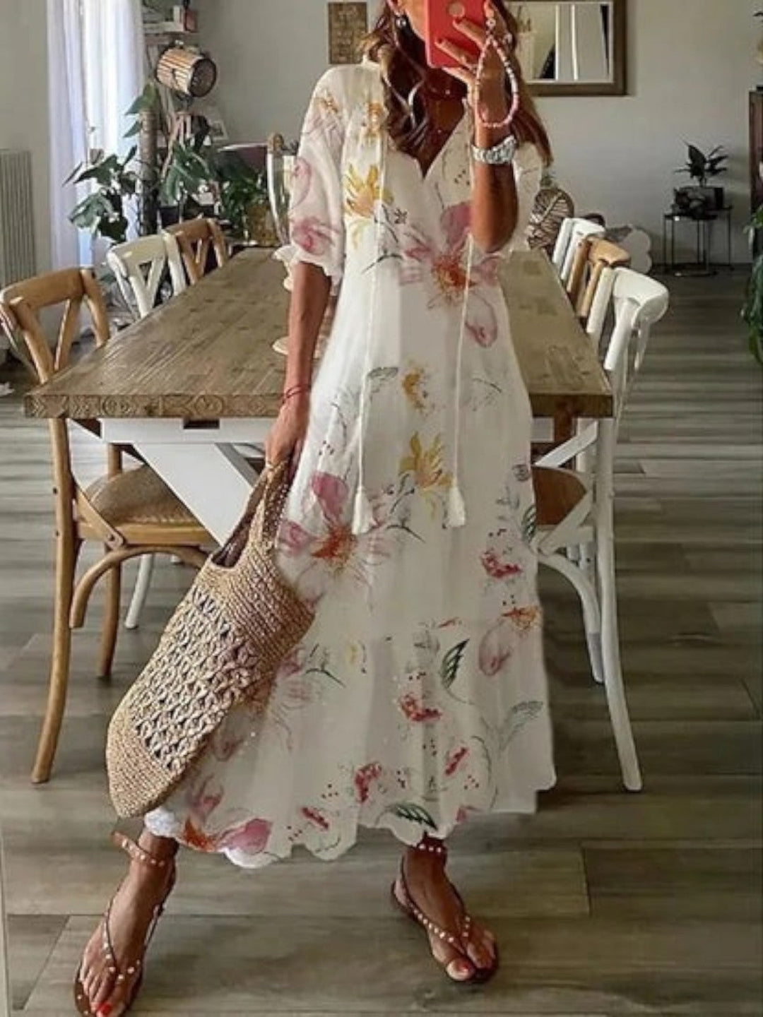 Liana Boho Strandkleid mit V-Ausschnitt foto 6