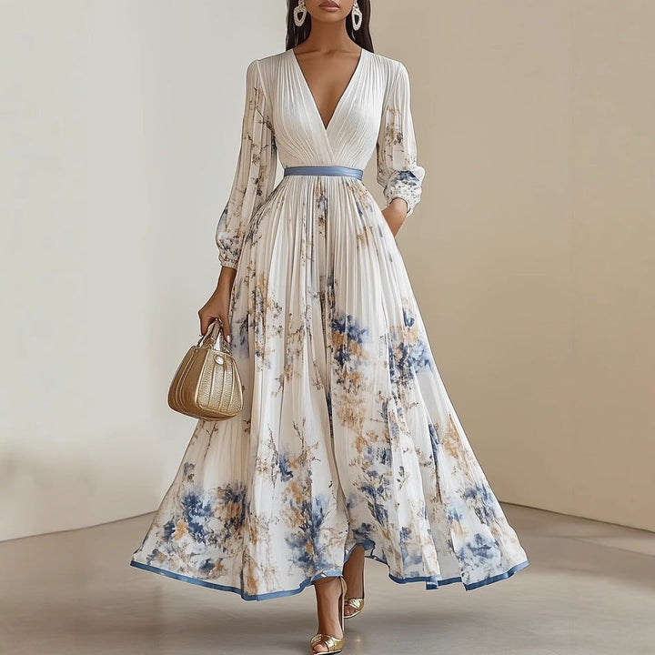 Solene Maxikleid mit tiefem V-Ausschnitt und Blumenmuster foto 1