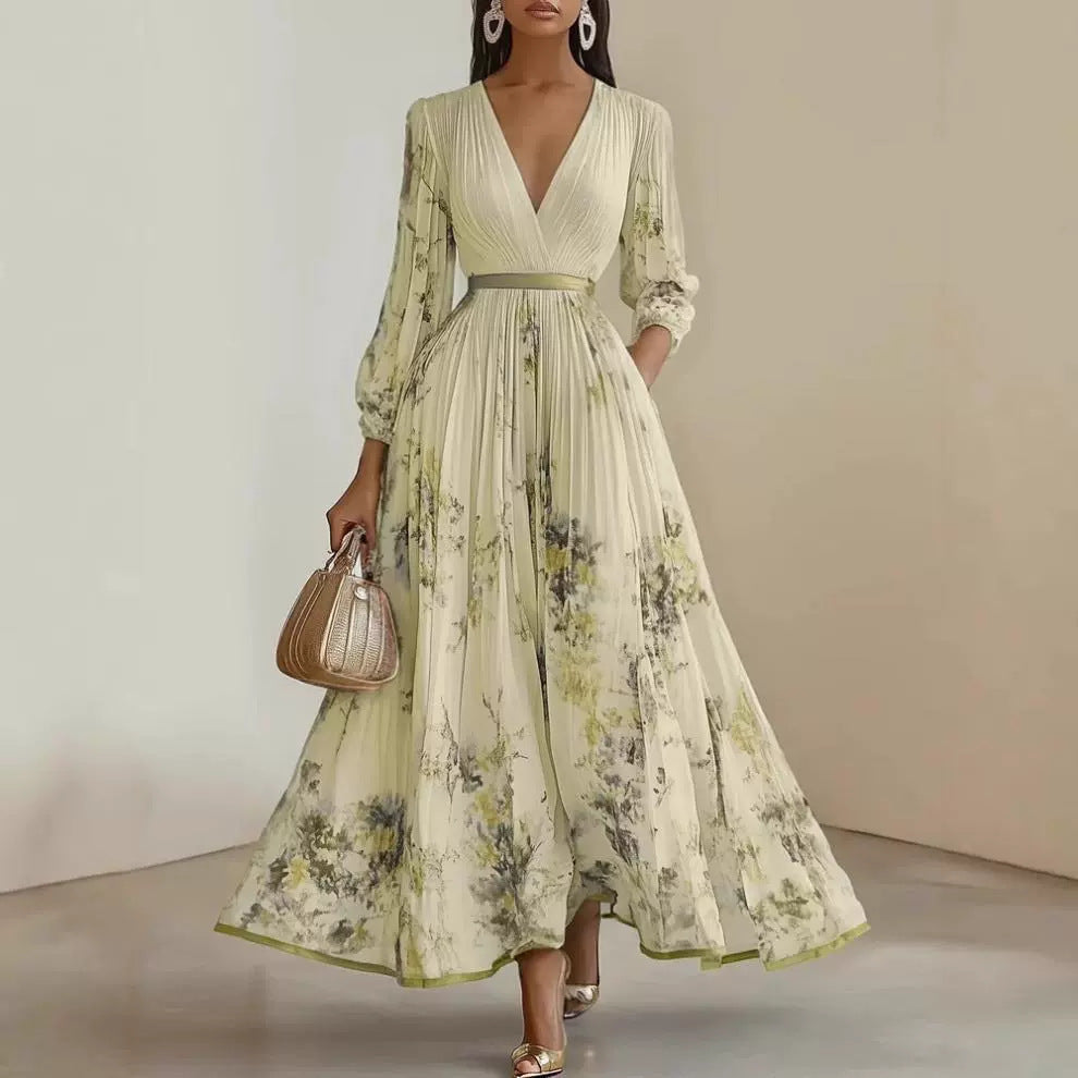 Solene Maxikleid mit tiefem V-Ausschnitt und Blumenmuster foto 4