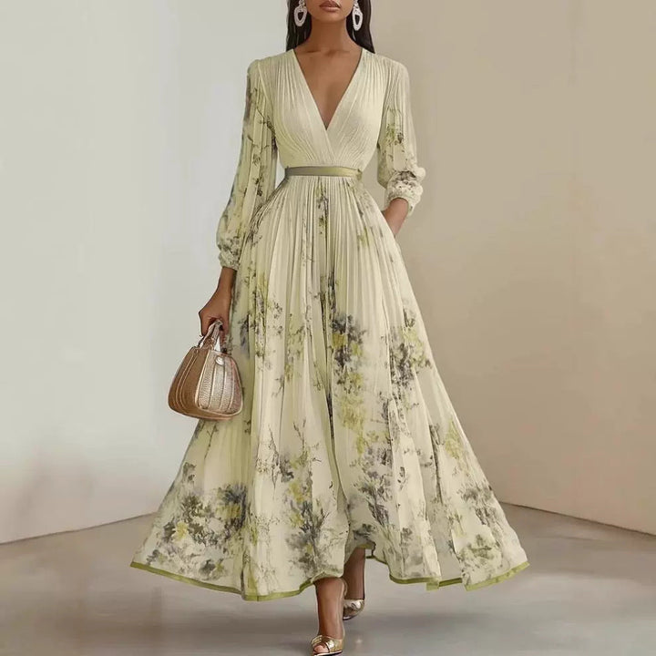 Solene Maxikleid mit tiefem V-Ausschnitt und Blumenmuster foto 4