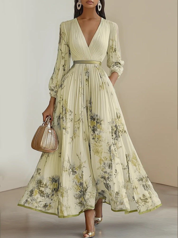 Solene Maxikleid mit tiefem V-Ausschnitt und Blumenmuster foto 9