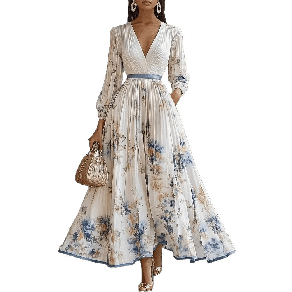 Solene Maxikleid mit tiefem V-Ausschnitt und Blumenmuster foto 5