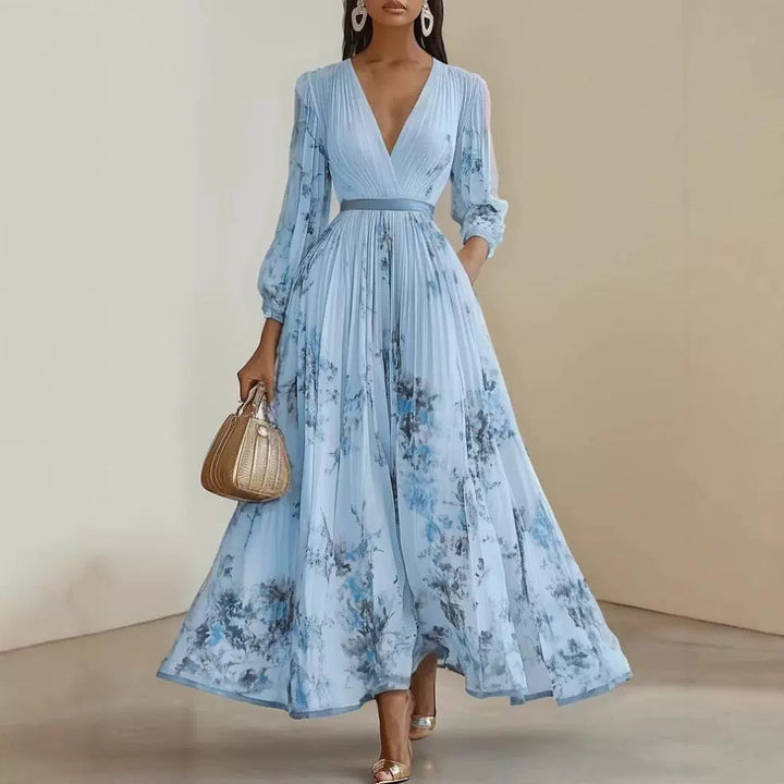 Solene Maxikleid mit tiefem V-Ausschnitt und Blumenmuster foto 2