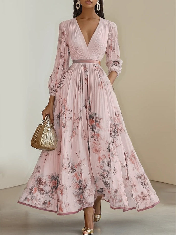 Solene Maxikleid mit tiefem V-Ausschnitt und Blumenmuster foto 6