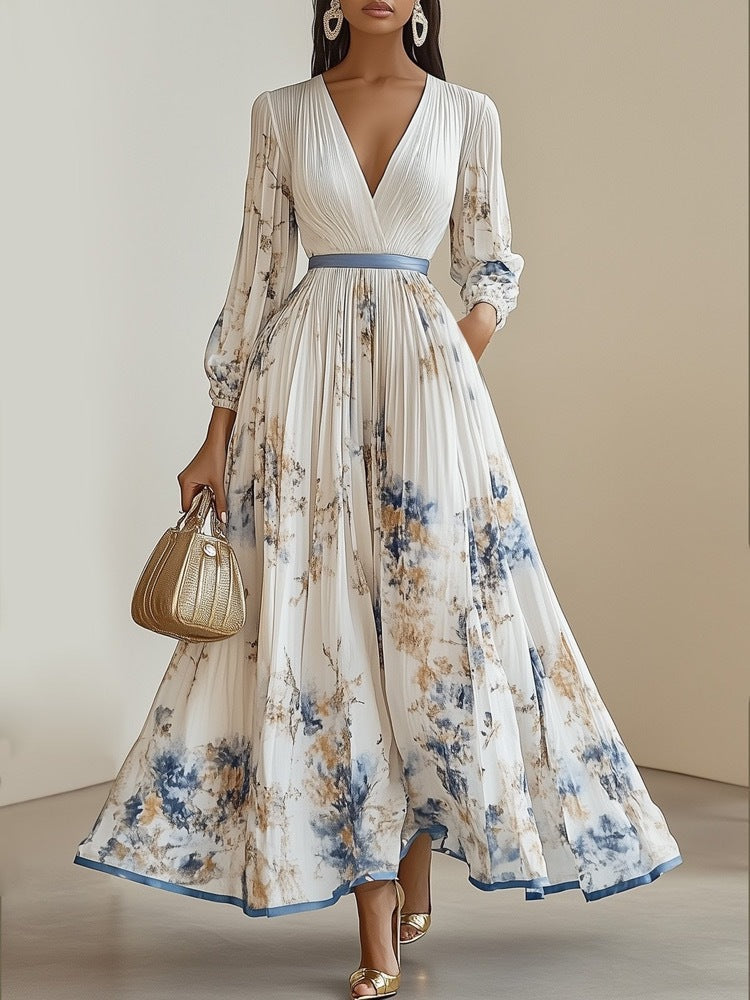 Solene Maxikleid mit tiefem V-Ausschnitt und Blumenmuster foto 8