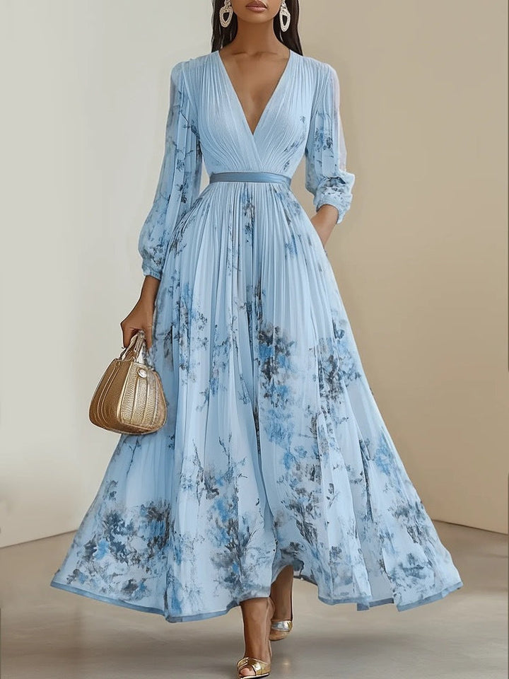 Solene Maxikleid mit tiefem V-Ausschnitt und Blumenmuster foto 7