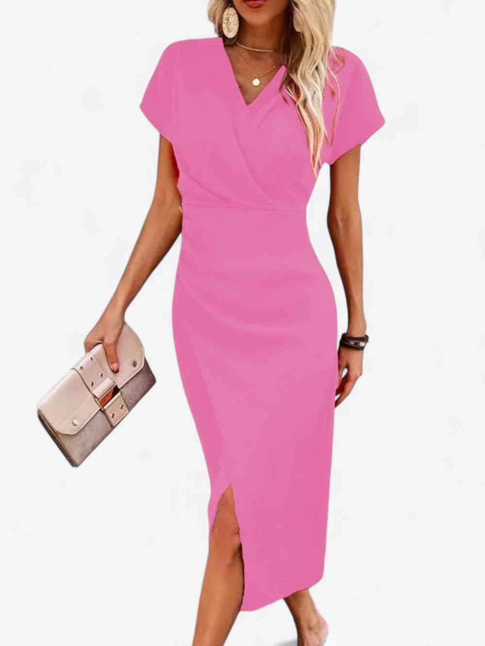 Birthe Figurbetontes Sommerkleid im Wickel-Look mit Beinschlitz Foto 2