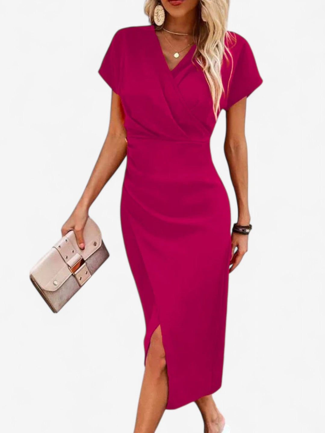 Birthe Figurbetontes Sommerkleid im Wickel-Look mit Beinschlitz Foto 3