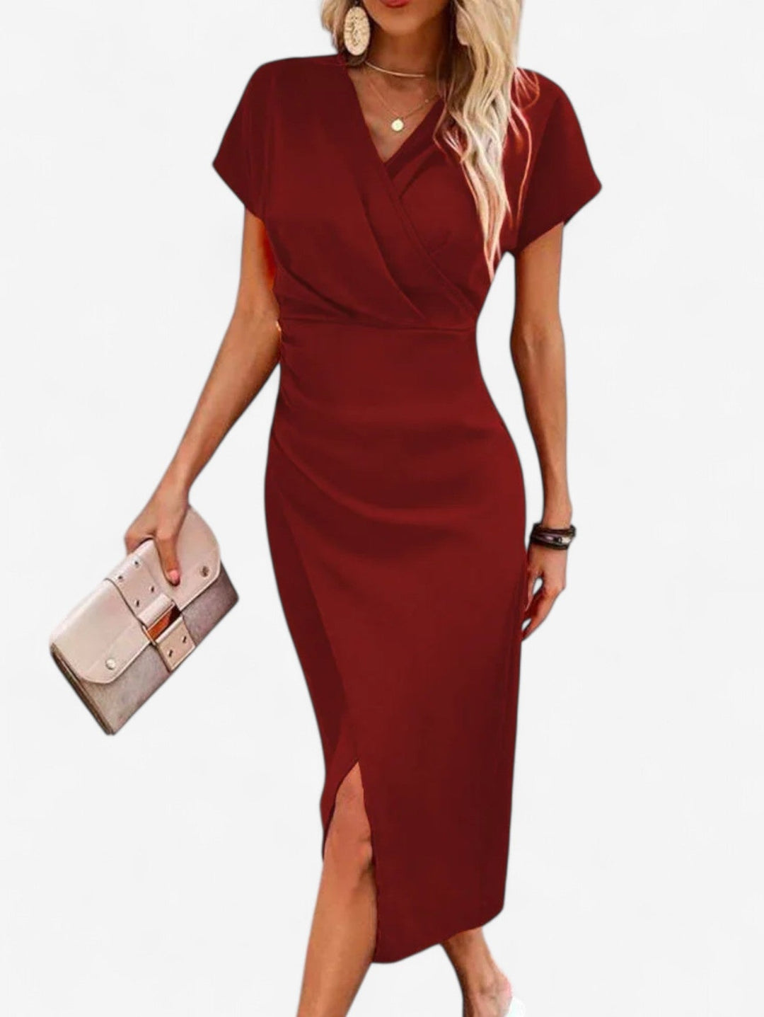 Birthe Figurbetontes Sommerkleid im Wickel-Look mit Beinschlitz Foto 4
