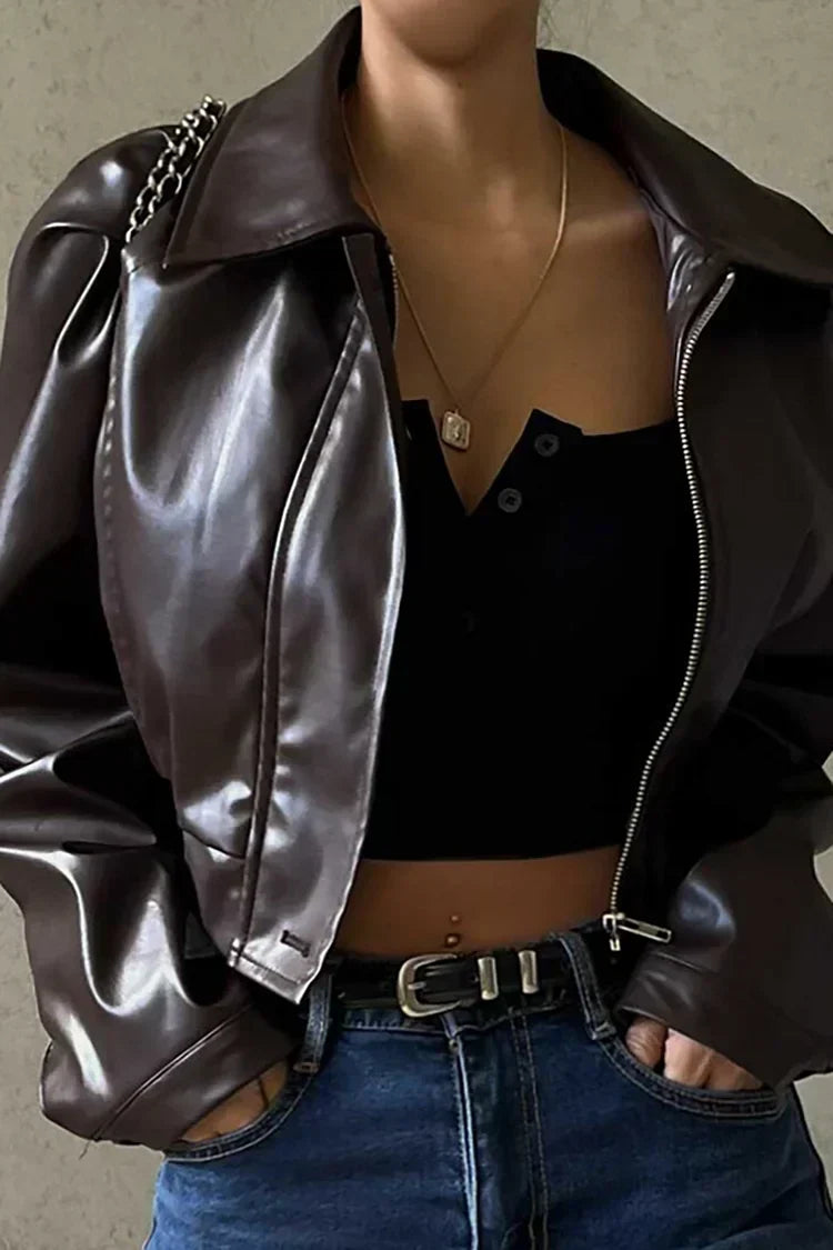 Cropped Coated Jacket with Zip Front (2)