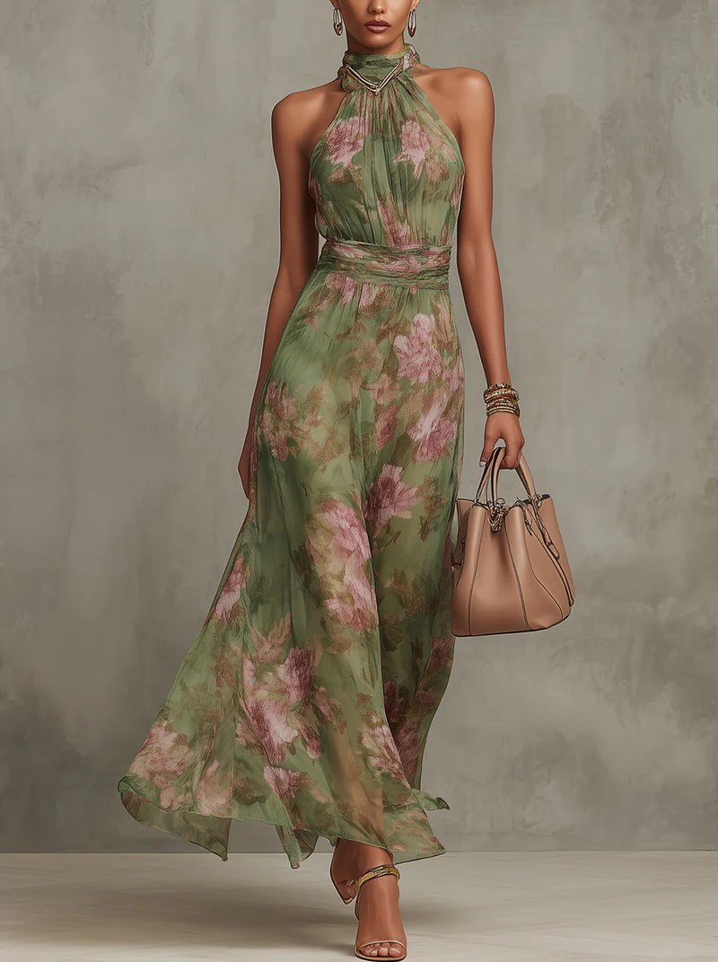 Amara Neckholder Strandkleid aus fließendem Chiffon foto 1