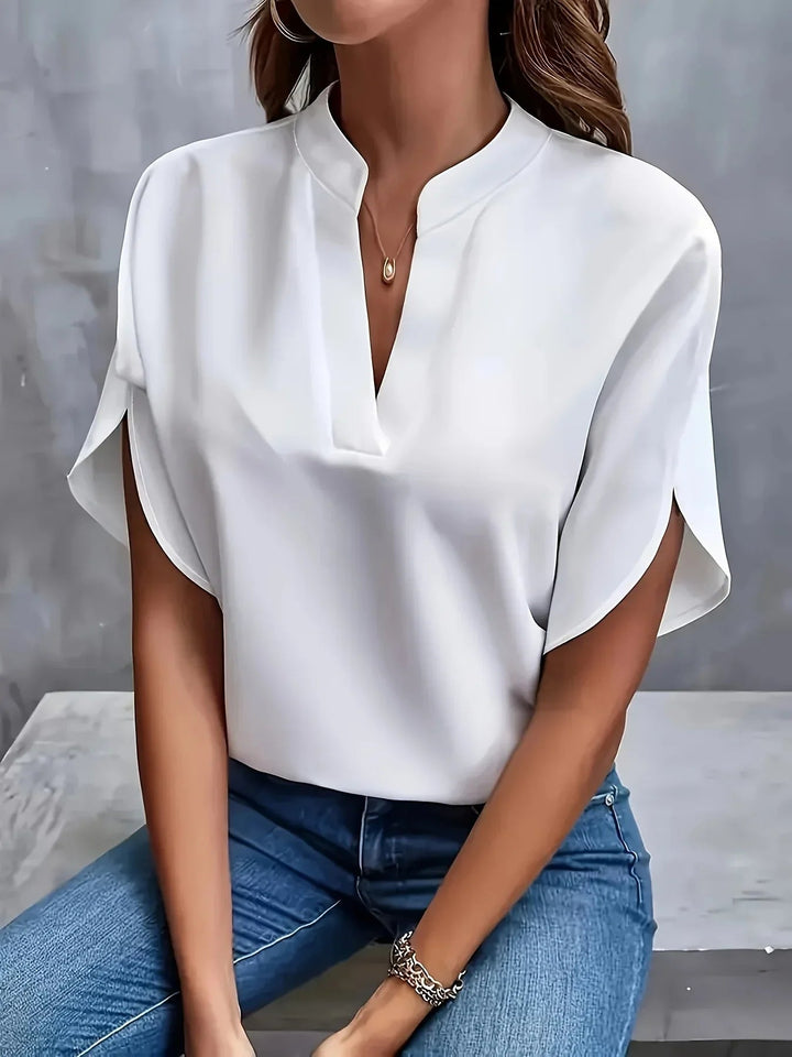 Ellen Elegante Bluse mit V-Ausschnitt und Schlitzärmeln Foto 2