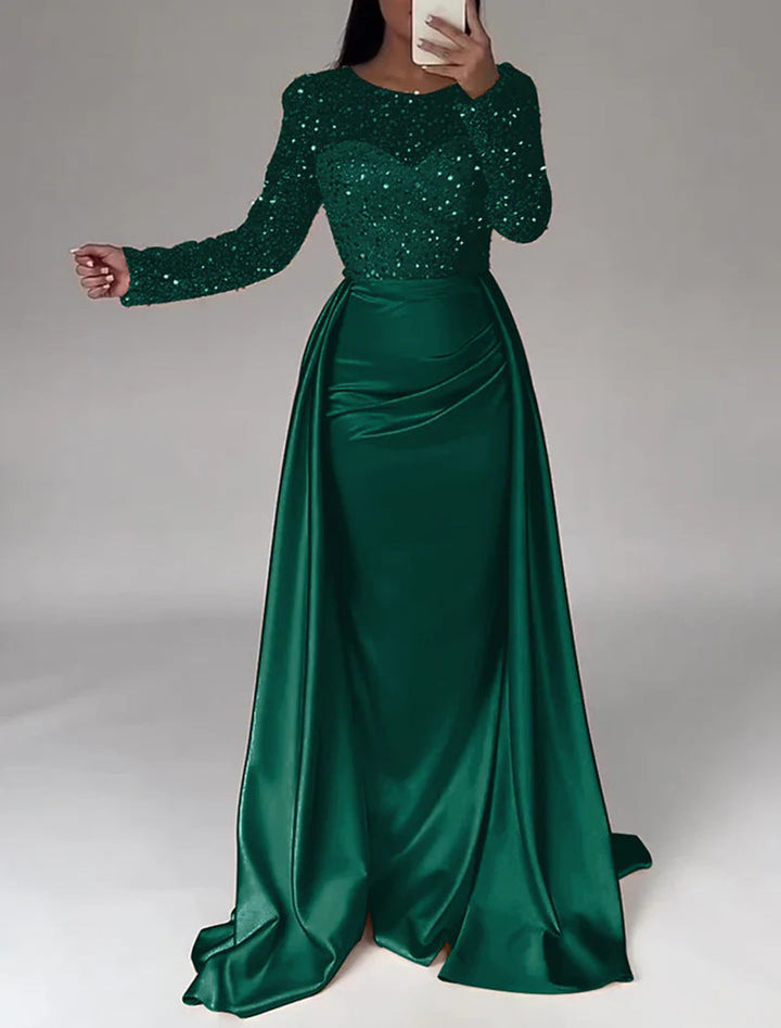 Evelyn Abendkleid mit Perlenoberteil und fließendem Satinrock Foto 8