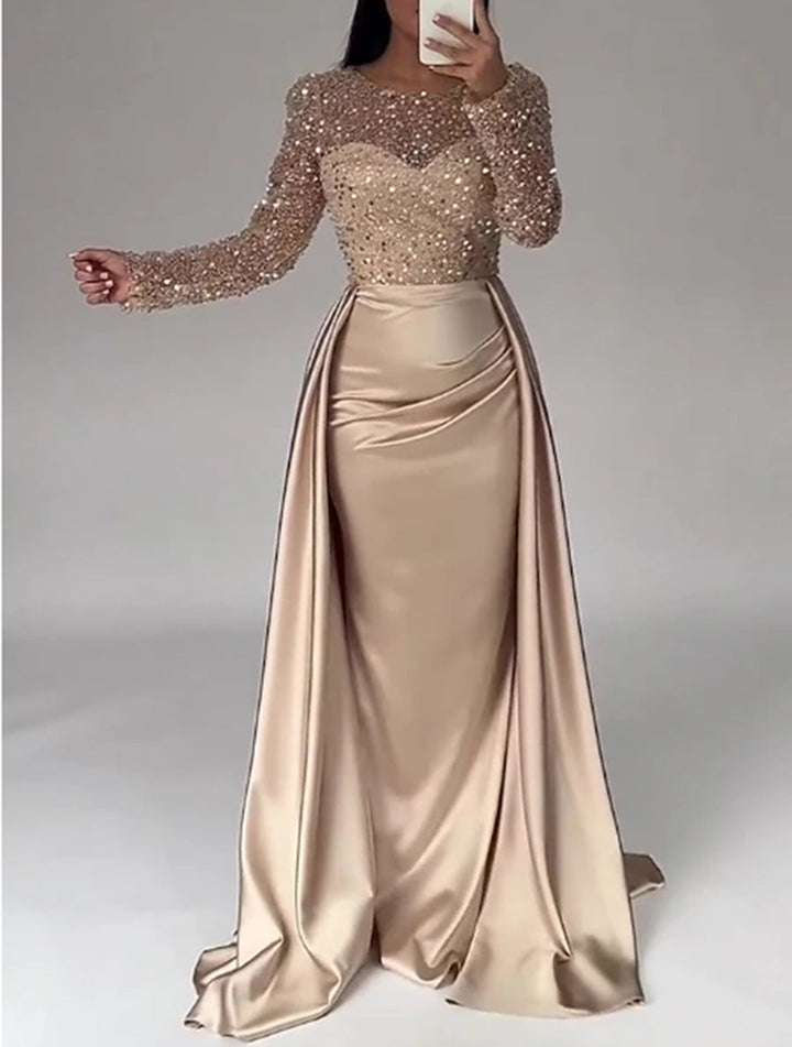 Evelyn Abendkleid mit Perlenoberteil und fließendem Satinrock Foto 9