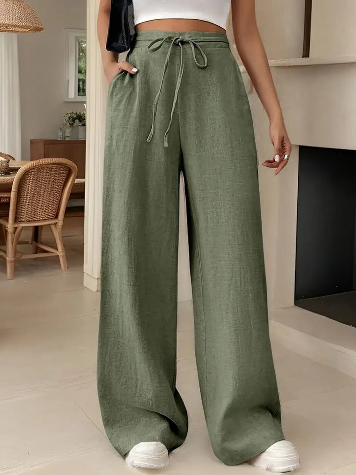 Fleur Weite Leinenhose mit Tunnelzug und hohem Bund Foto 1