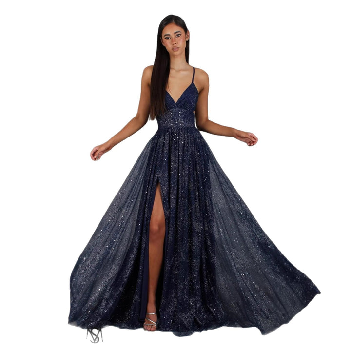 Gisela Abendkleid mit Spaghettiträgern in fließender A-Linie Foto 5