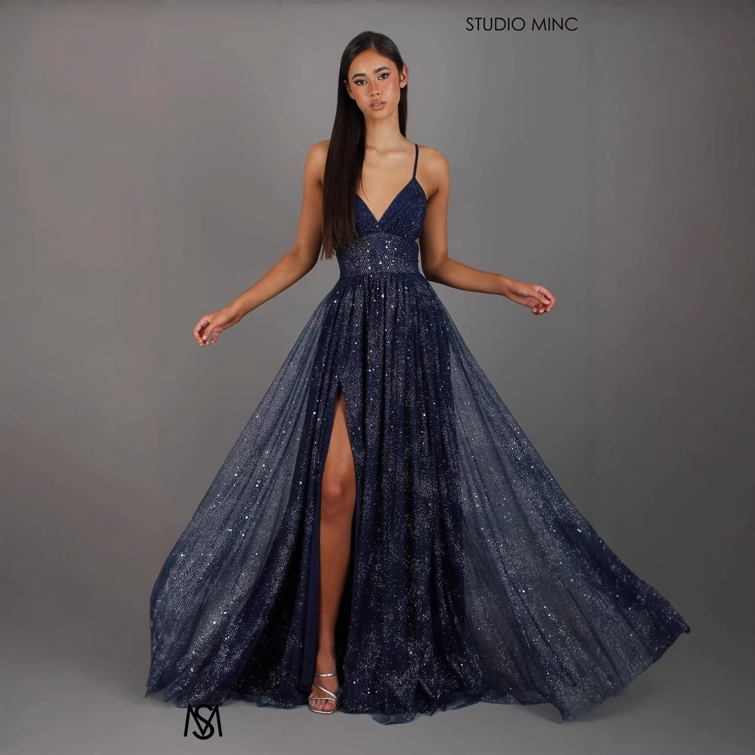 Gisela Abendkleid mit Spaghettiträgern in fließender A-Linie Foto 6