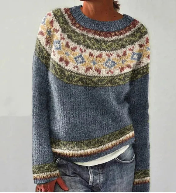 Herta Retro-Pullover mit buntem Muster Foto 3