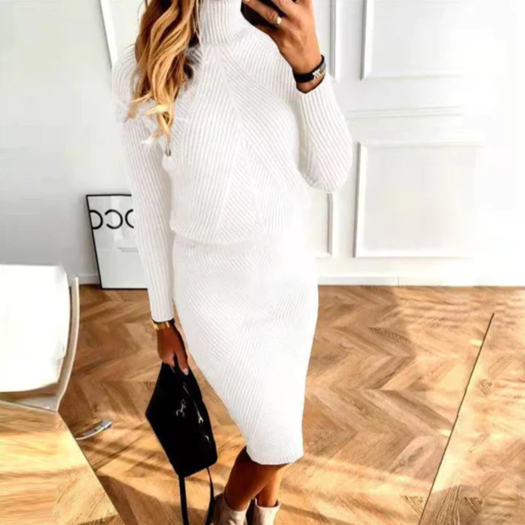 Ingrid Grobstrick-Kleid mit Rollkragen in Grau Foto 7