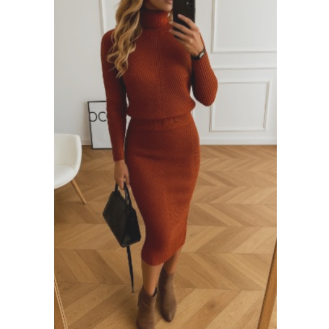 Ingrid Grobstrick-Kleid mit Rollkragen in Grau Foto 9