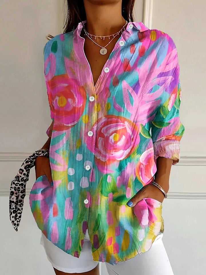 Katrin Bunte Blumen-Bluse mit Knopfleiste Foto 1