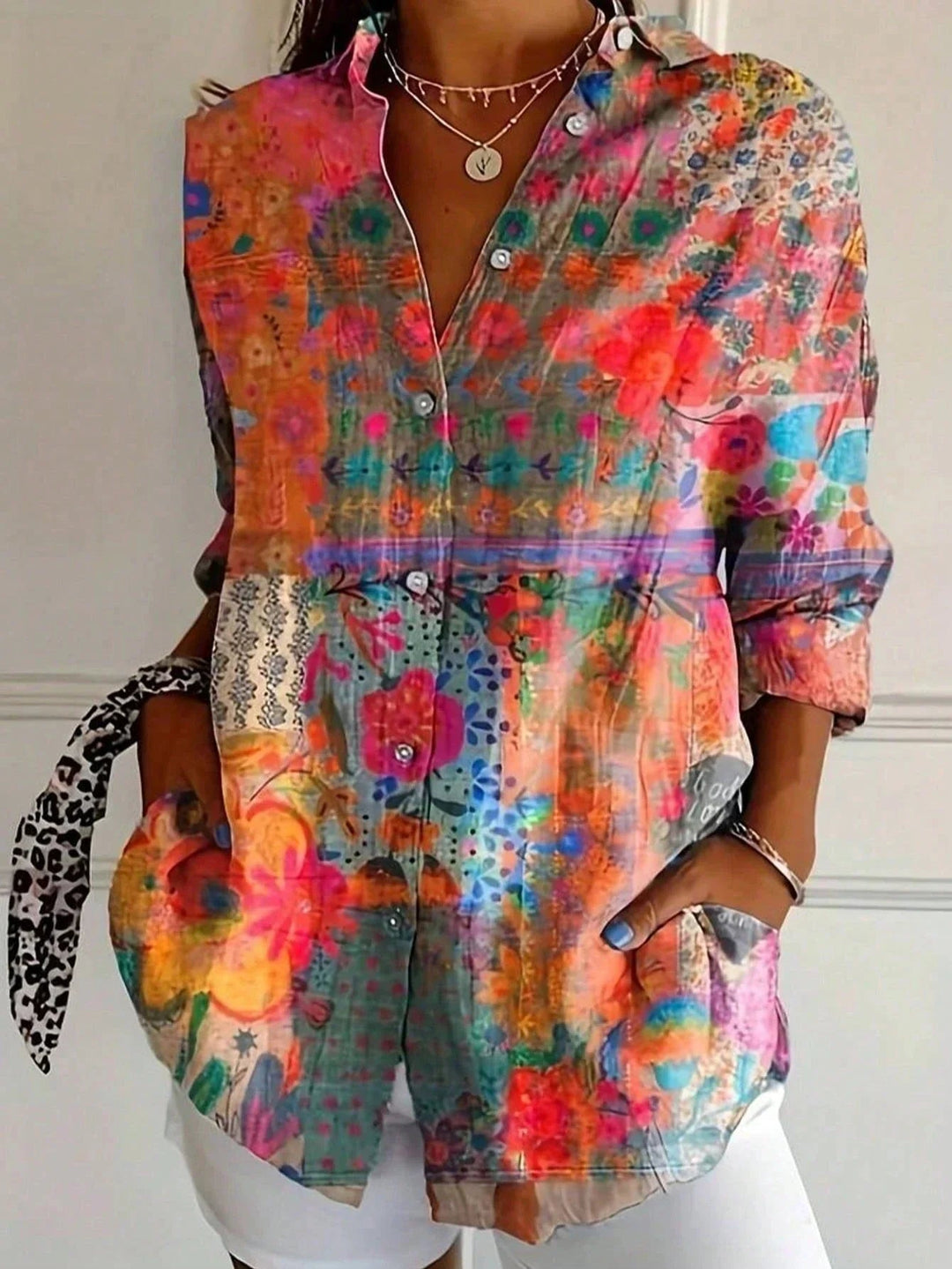 Katrin Bunte Blumen-Bluse mit Knopfleiste Foto 2