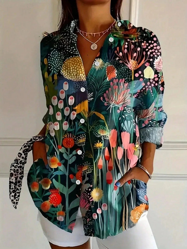 Katrin Bunte Blumen-Bluse mit Knopfleiste Foto 3