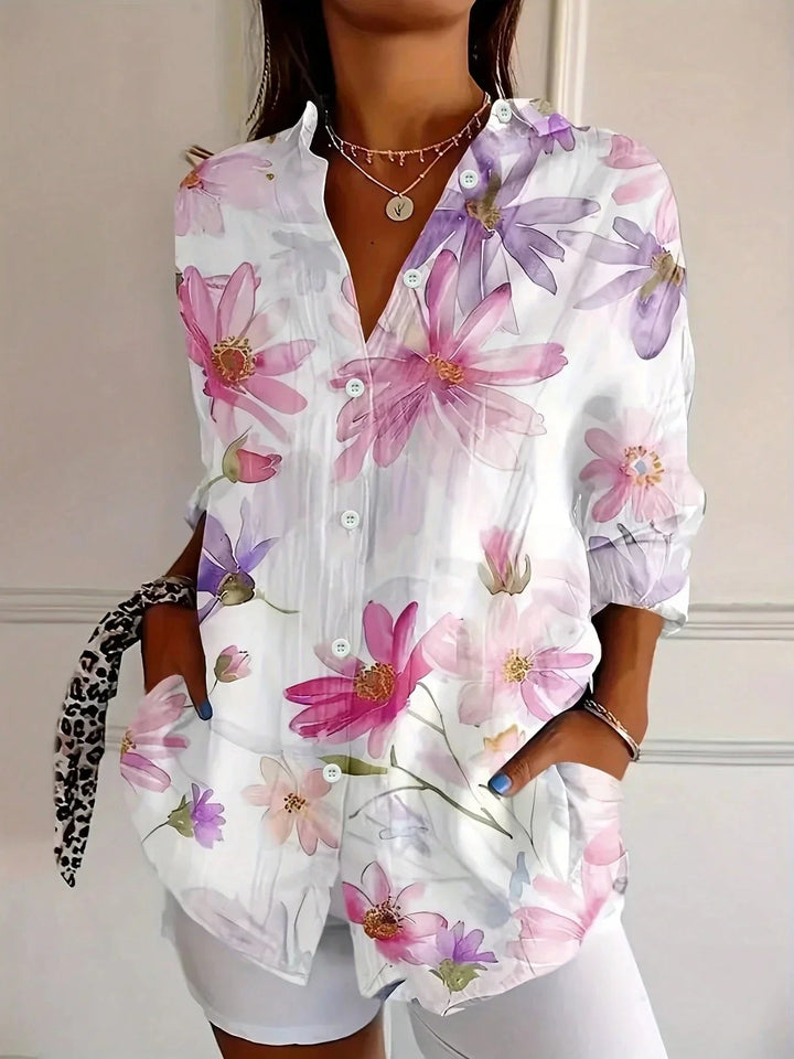 Katrin Bunte Blumen-Bluse mit Knopfleiste Foto 4
