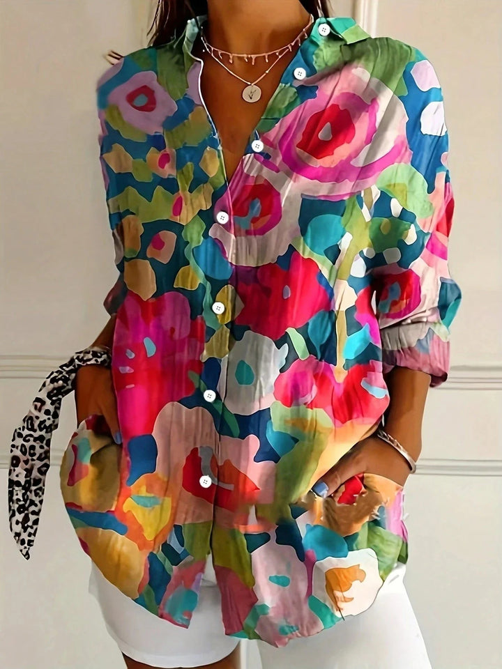 Katrin Bunte Blumen-Bluse mit Knopfleiste Foto 5
