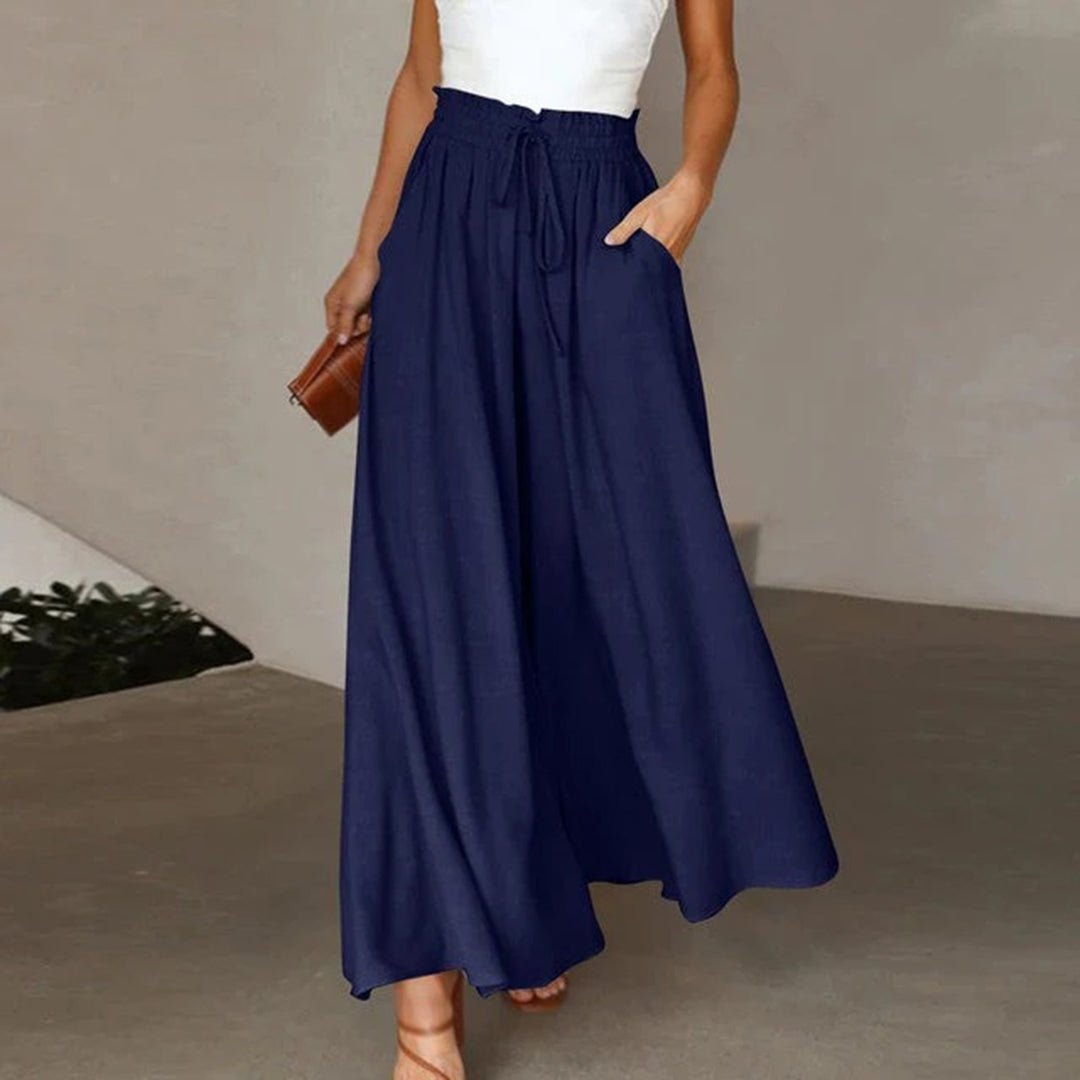 Lilly Weite Leinenhose im Culotte-Stil mit hohem Bund Foto 1