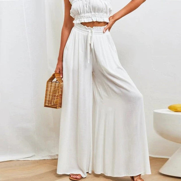 Lilly Weite Leinenhose im Culotte-Stil mit hohem Bund Foto 2