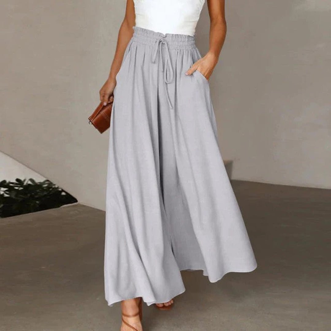 Lilly Weite Leinenhose im Culotte-Stil mit hohem Bund Foto 3