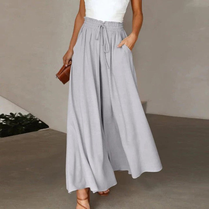 Lilly Weite Leinenhose im Culotte-Stil mit hohem Bund Foto 3