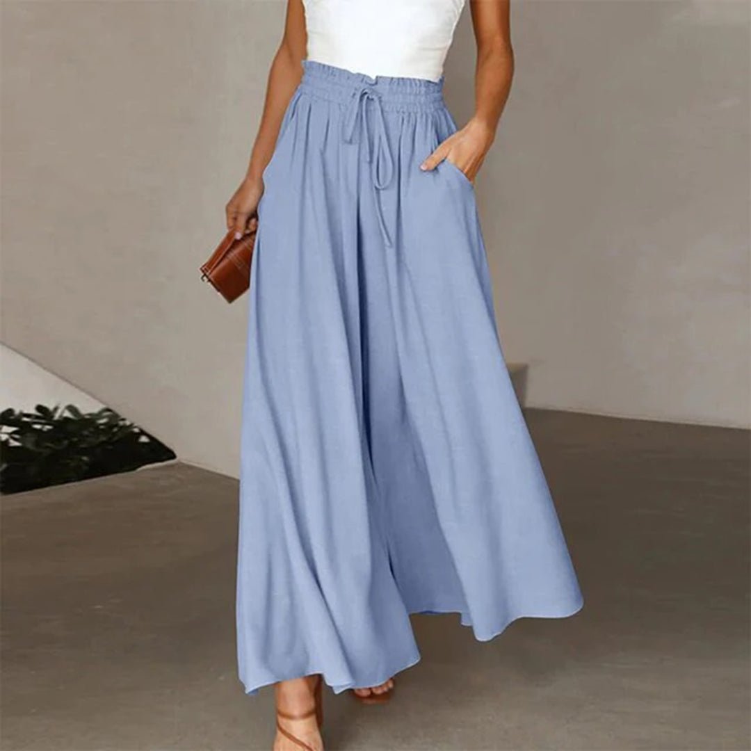 Lilly Weite Leinenhose im Culotte-Stil mit hohem Bund Foto 4