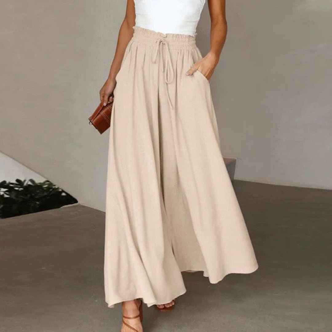 Lilly Weite Leinenhose im Culotte-Stil mit hohem Bund Foto 6
