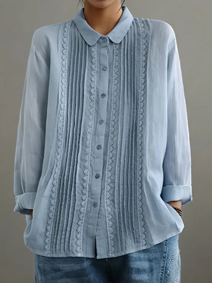 Lisbeth Bluse mit Spitzenbesatz und Faltendetail Foto 2