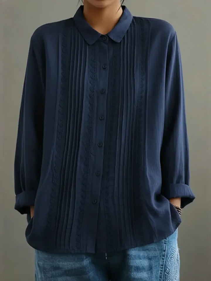 Lisbeth Bluse mit Spitzenbesatz und Faltendetail Foto 3
