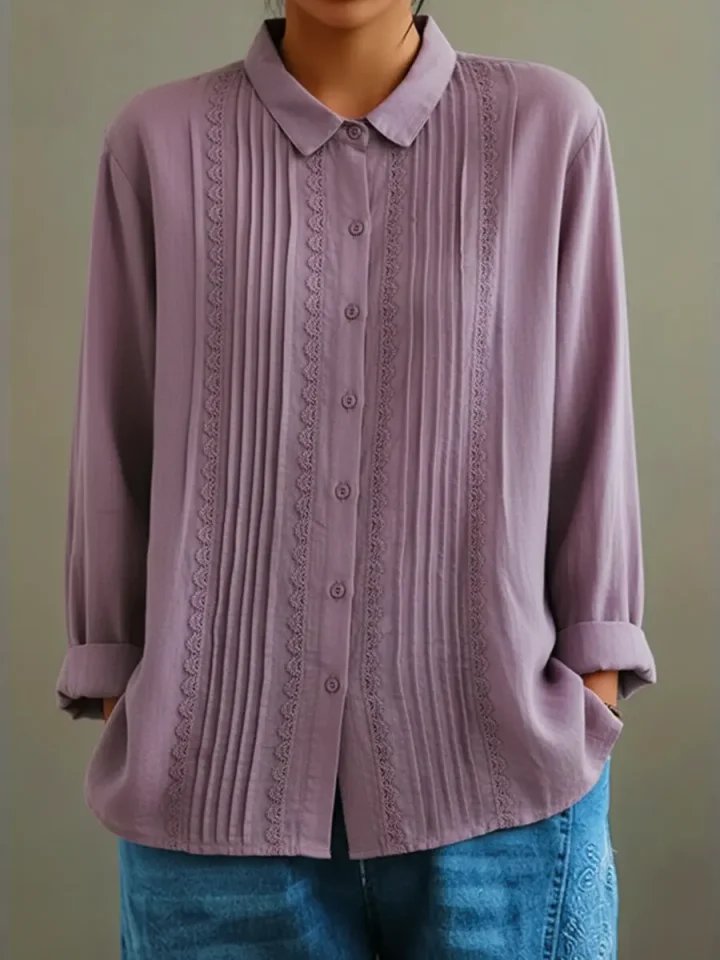 Lisbeth Bluse mit Spitzenbesatz und Faltendetail Foto 4