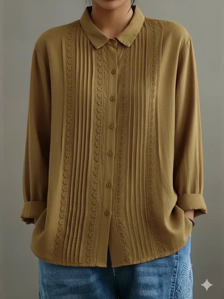 Lisbeth Bluse mit Spitzenbesatz und Faltendetail Foto 5