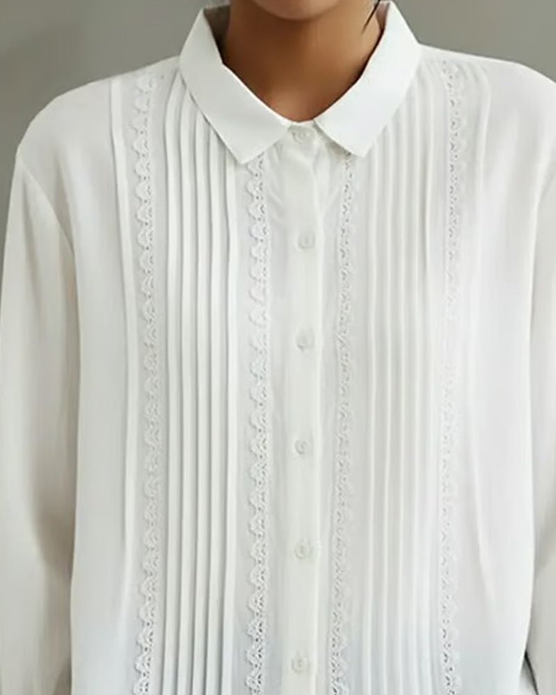 Lisbeth Bluse mit Spitzenbesatz und Faltendetail Foto 6