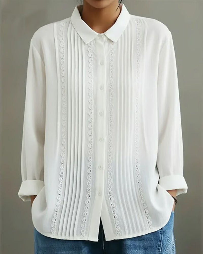 Lisbeth Bluse mit Spitzenbesatz und Faltendetail Foto 7
