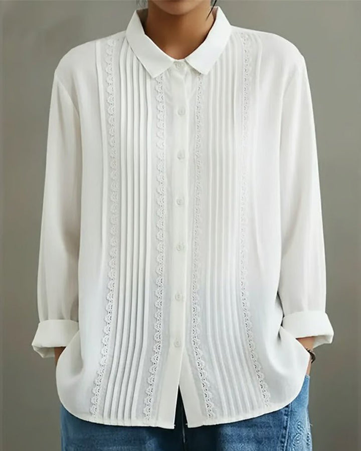 Lisbeth Bluse mit Spitzenbesatz und Faltendetail Foto 7