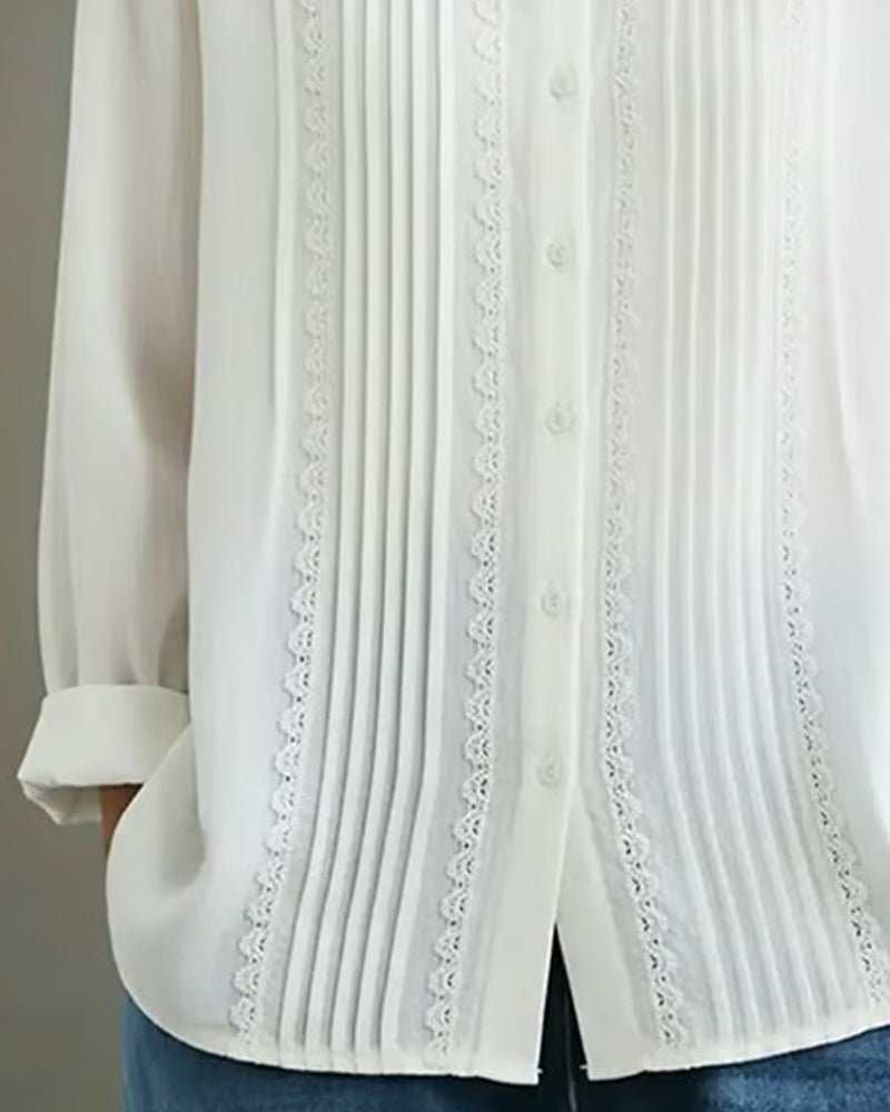 Lisbeth Bluse mit Spitzenbesatz und Faltendetail Foto 8