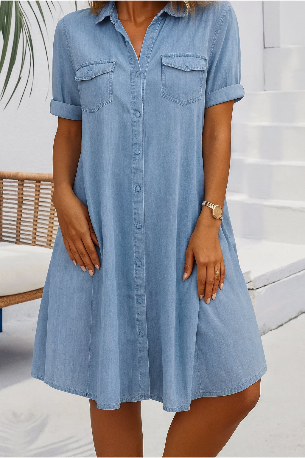 Lena Hemdblusenkleid in leichter Denim-Optik foto 1