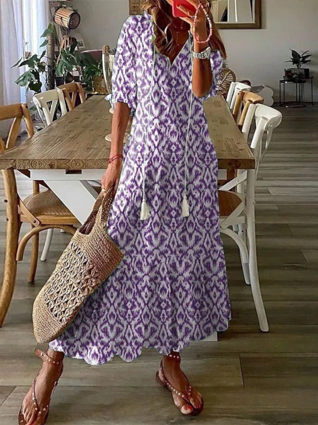 Liana Boho Strandkleid mit V-Ausschnitt foto 3
