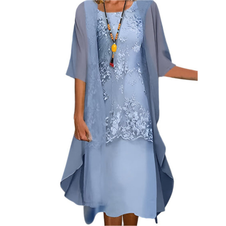 Rosalie Fließendes Midi-Kleid mit transparenten Ärmeln Foto 1
