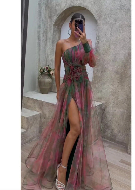 Rosalind Abendkleid mit Blumenprint und transparenten Ärmeln Foto 6